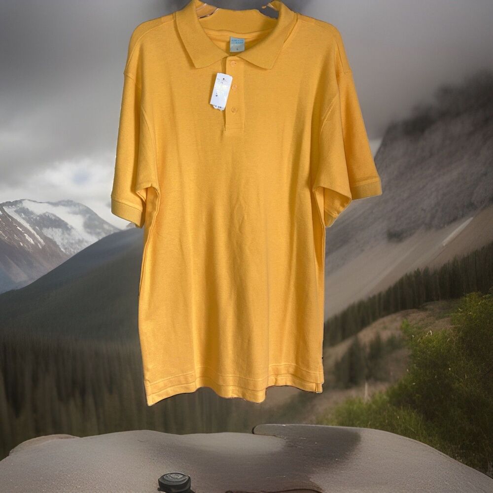 Athletic Basix Men’s Large Polo Yellow Button Front Collared New With Tags NWTS